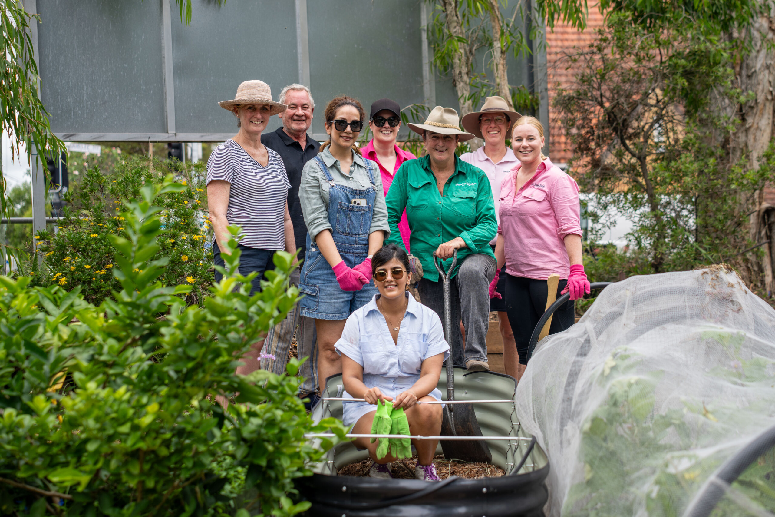 Green Corner Community Garden Ashgrove. Volunteers working in the garden