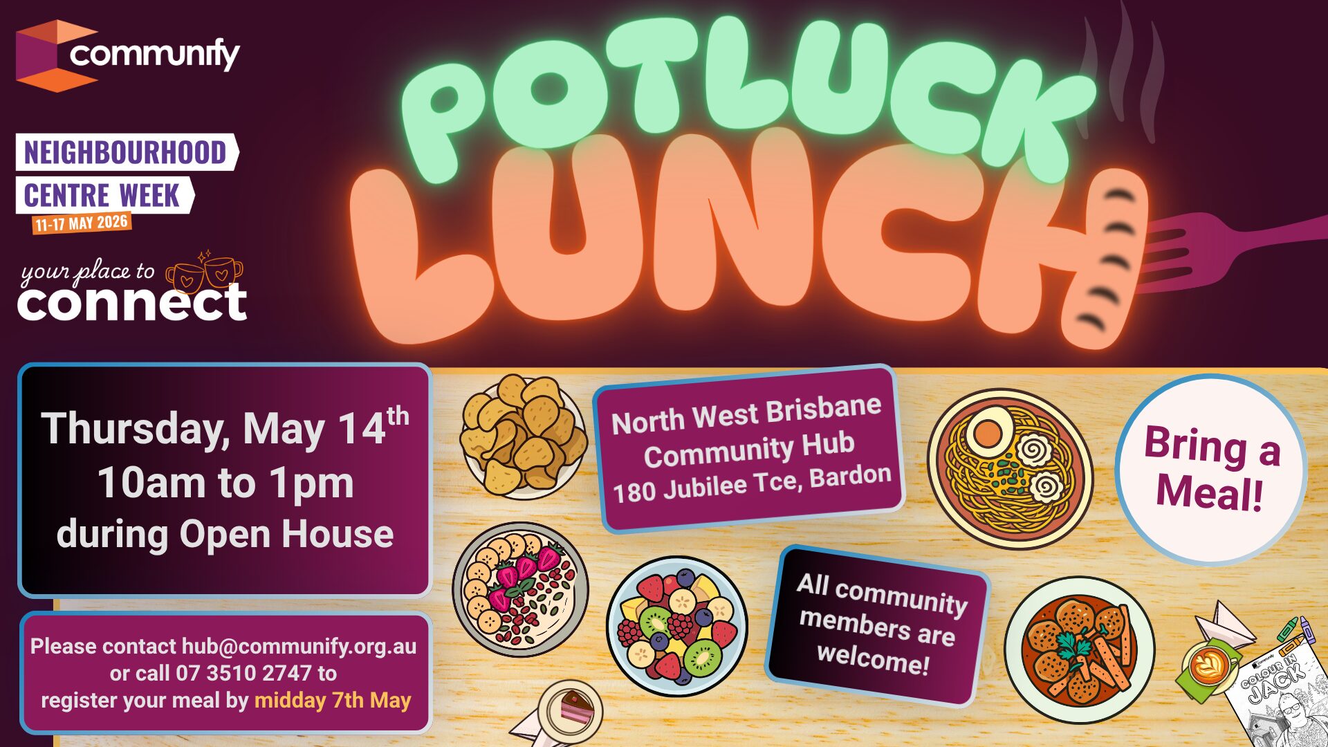 Bardon Potluck (Neighbourhood Centre Week 2026)