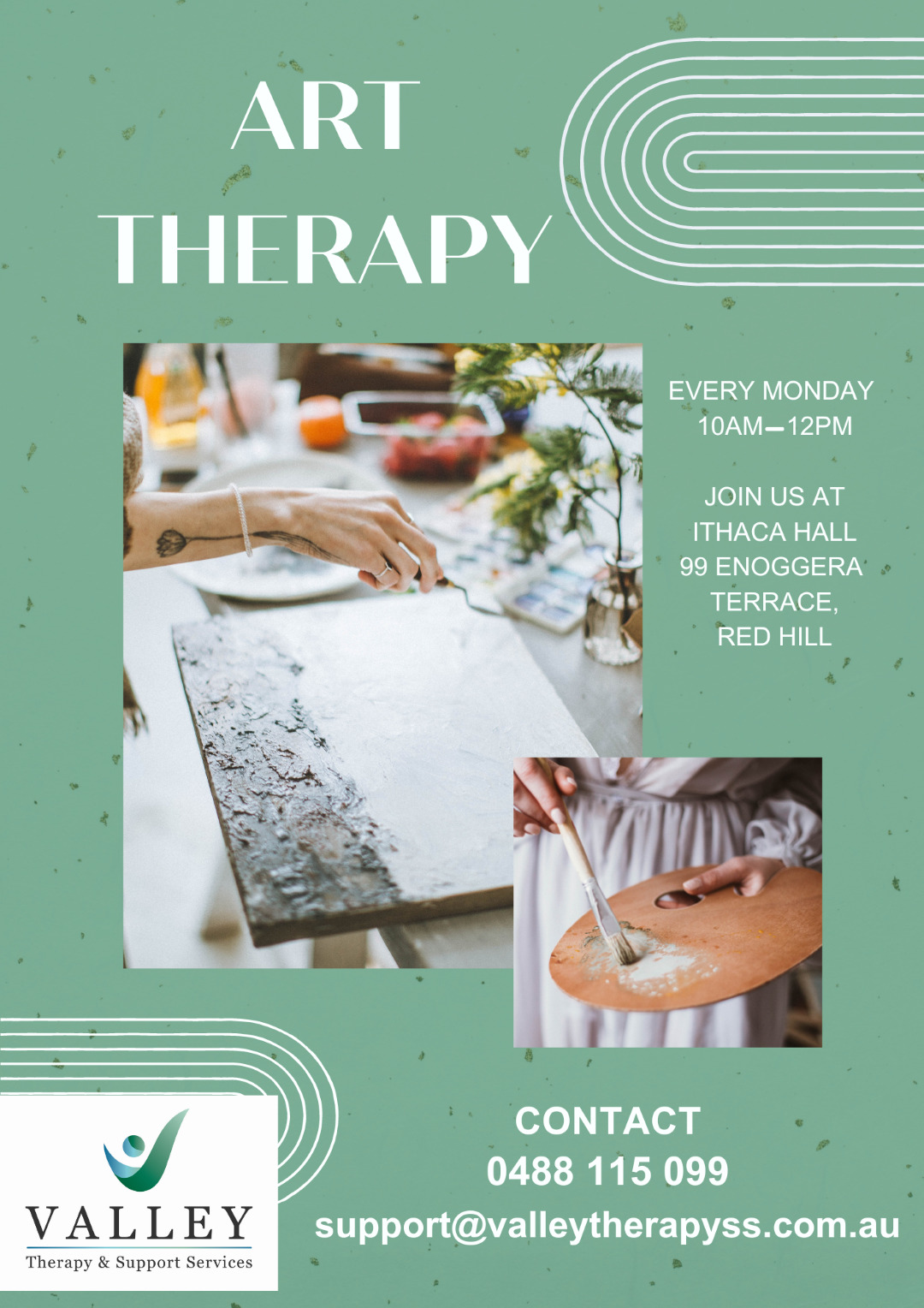 Art Therapy - every Monday 10am - 12pm. Join us at Ithaca Hall, 99 Enoggera Tce, Red Hill.